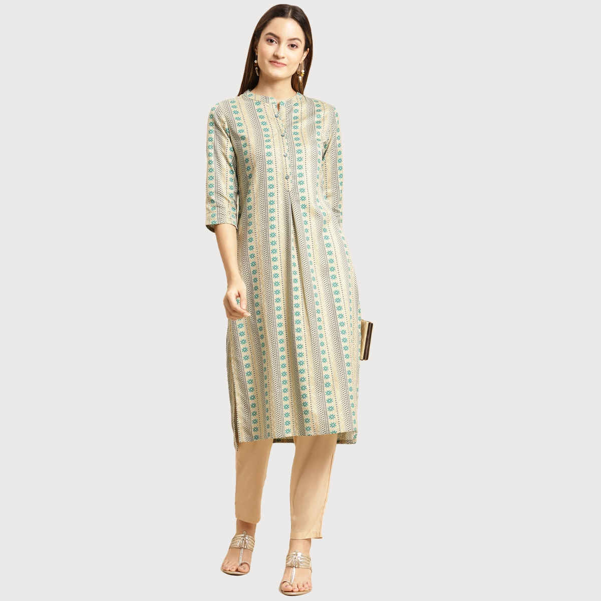 Rangita Women Ankle Length Straight Pant - Solid | Rayon | Beige | XL