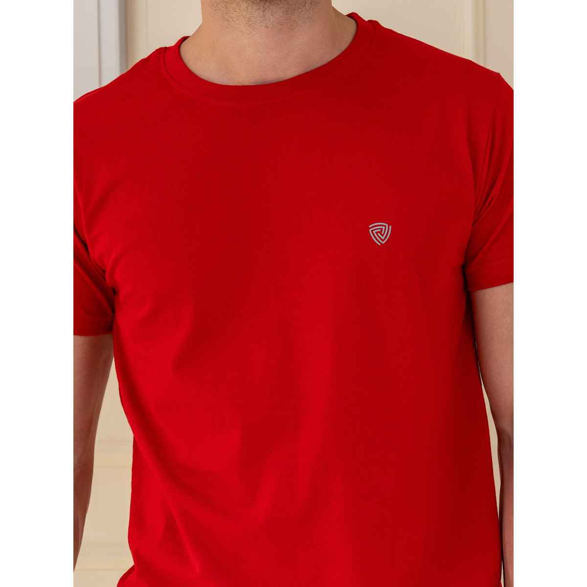 Lux Cozi Men s Ultimate Comfort & Style Round Neck Cotton T-shirt | Red | Size | M