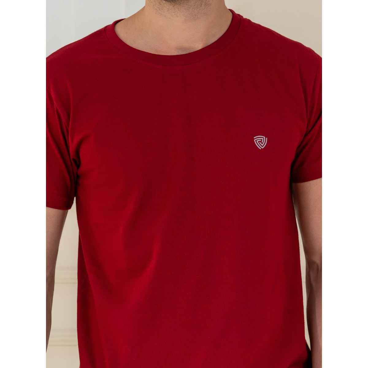 Lux Cozi Men s Ultimate Comfort & Style Round Neck Cotton T-shirt | Maroon | Size | S