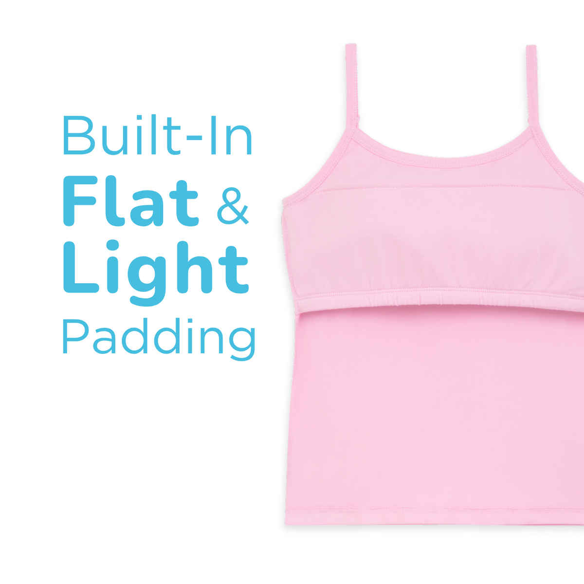 Plan B Girls Cotton Padded Camisole | Built-in Light Padding | Black - 10-12 Yrs