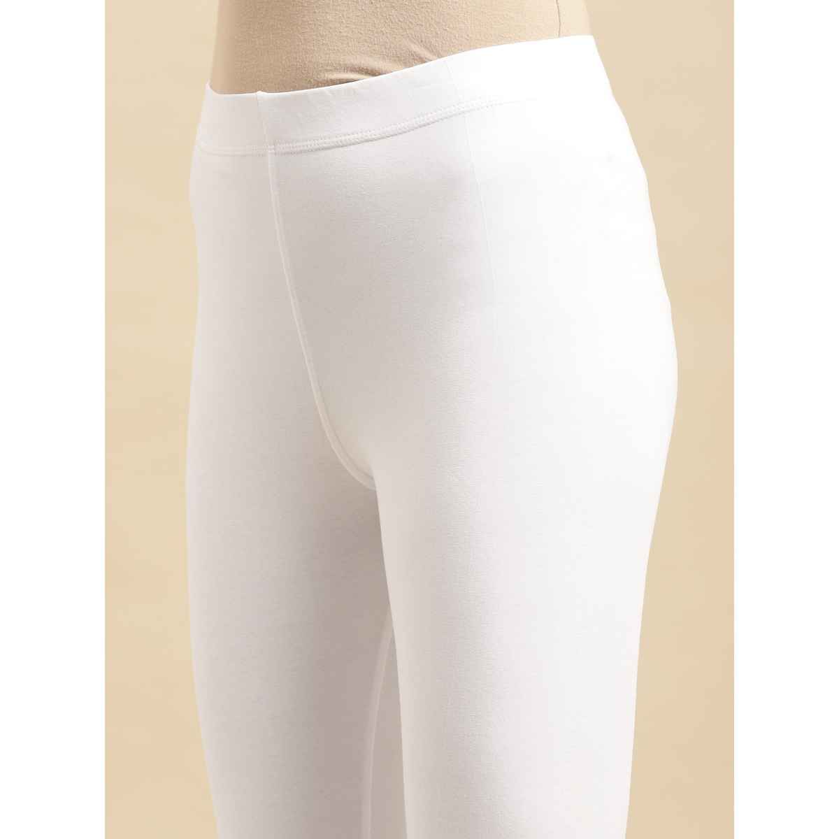 Rangita Women s White Cotton Solid Ankle Length Legging | S