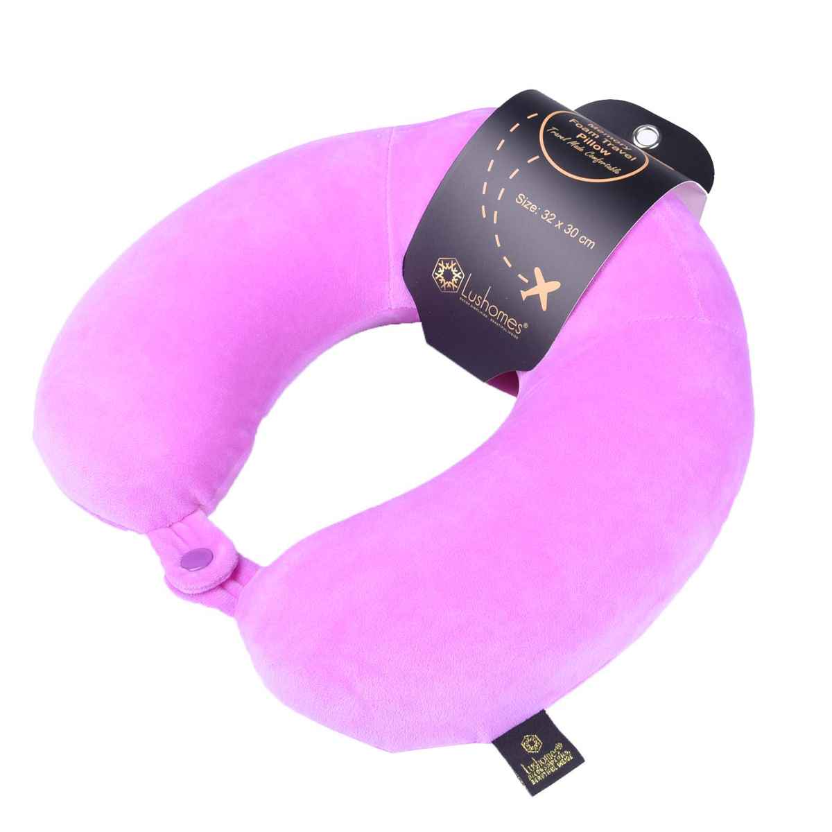 Lushomes Unisex Solid Polyester Neck Pillow | Purple - One Size