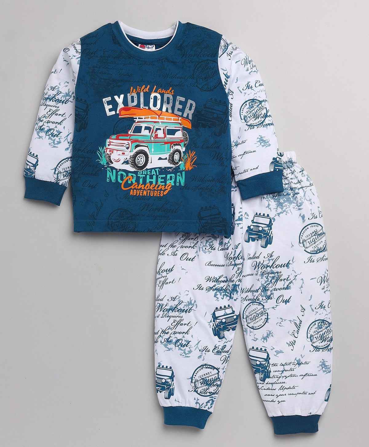 Mars Infiniti Infant 2 Full Sleeve Tshirts & 2 Full Pants | Navy | 6 - 12 Months