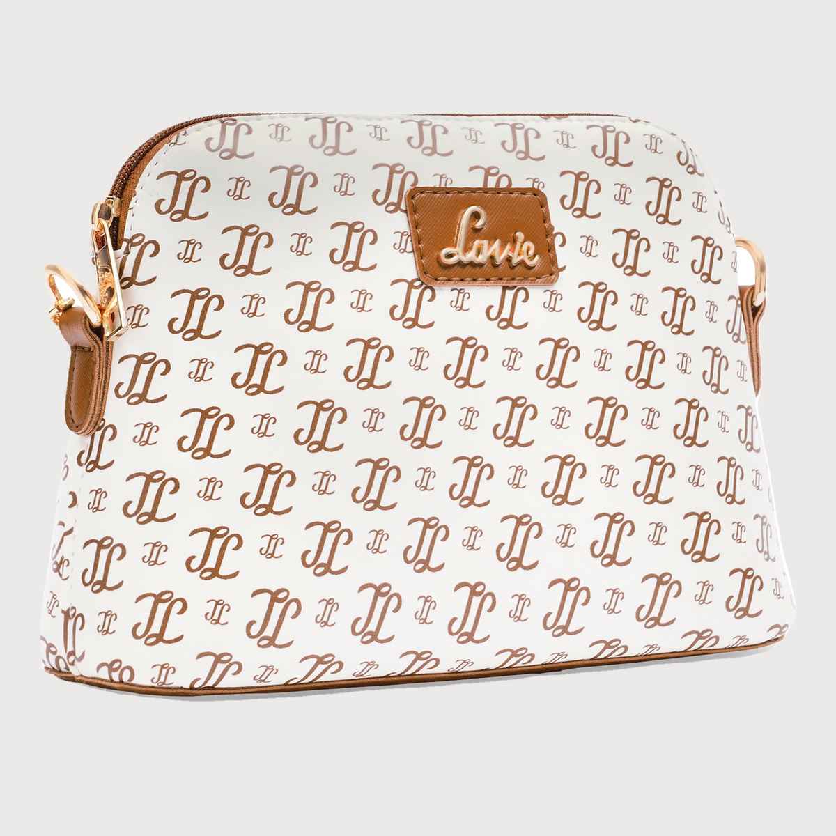 Lavie Women's Janet Monogram LL Print Cross Body Sling Bag | Ladies Purse Handbag | Off White