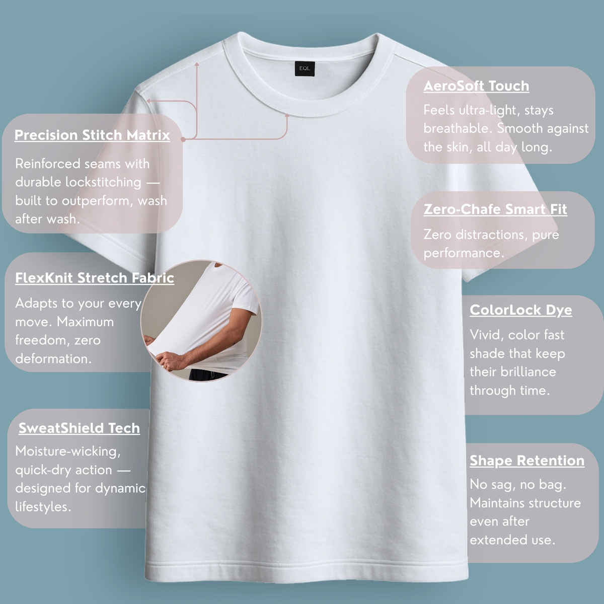 EQL Unisex Select Cotton Lycra T-Shirt | White - S