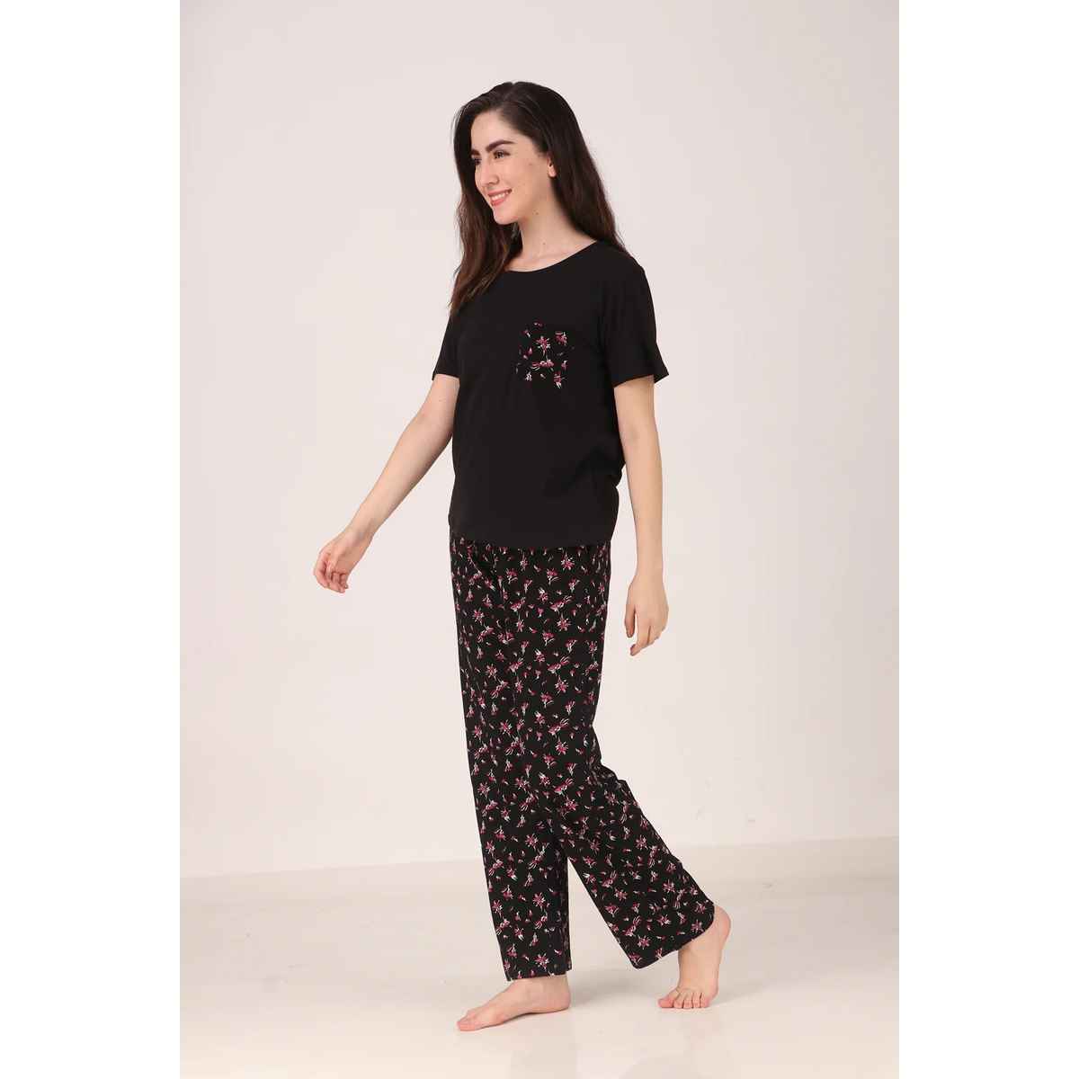 Masha Women's Flower Pink Cotton Pajamas | Set | M