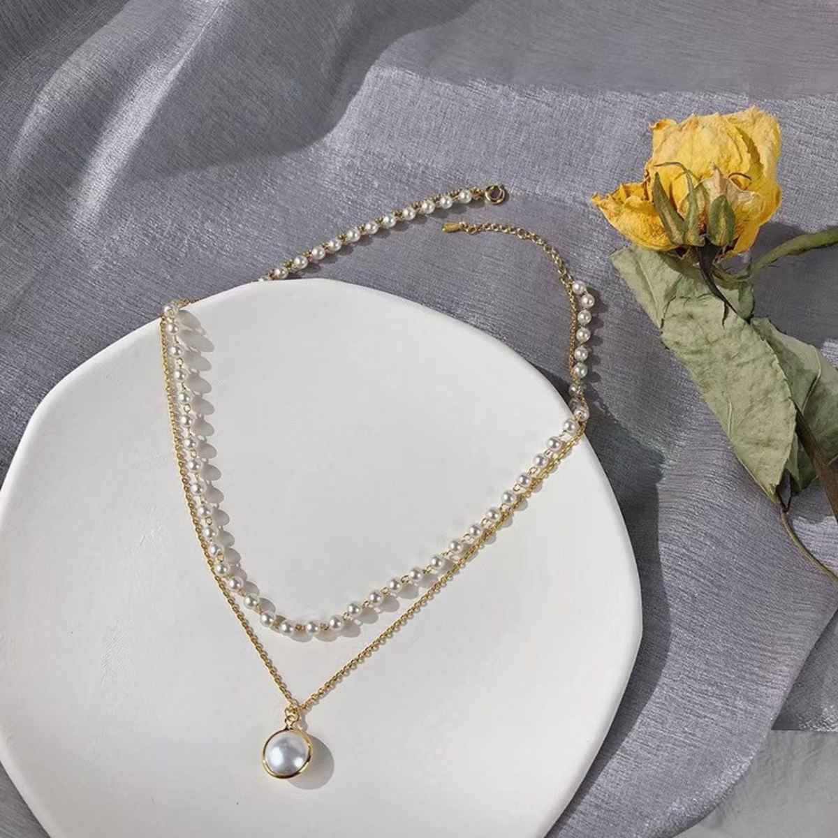 Beautynx Pearl Harmony Layered Necklace | Gold | BNX-NK-0012
