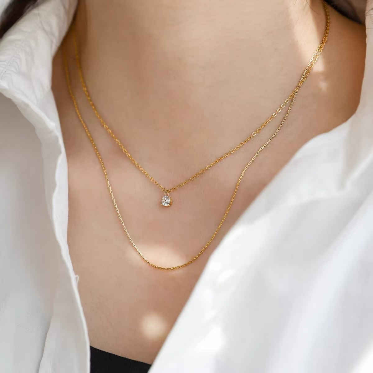 Beautynx Crystal Whisper Minimal Necklace | Gold | BNX-NK-0010