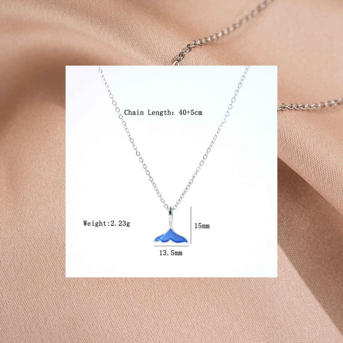 Beautynx Blue Whale Tail Necklace | Silver | BNX-NK-0023