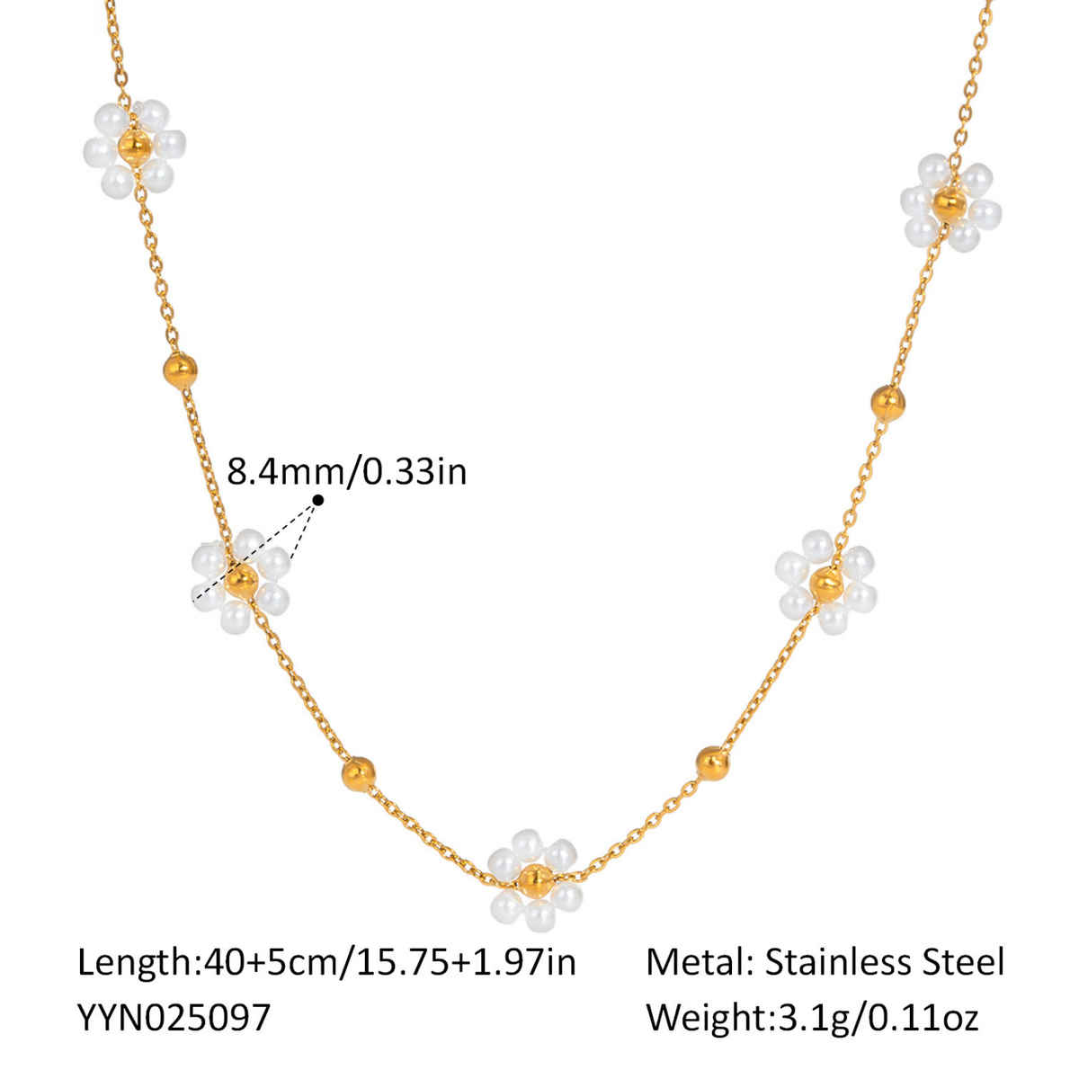 Beautynx Blossom Pearl Petal Necklace | Gold | BNX-NK-0008