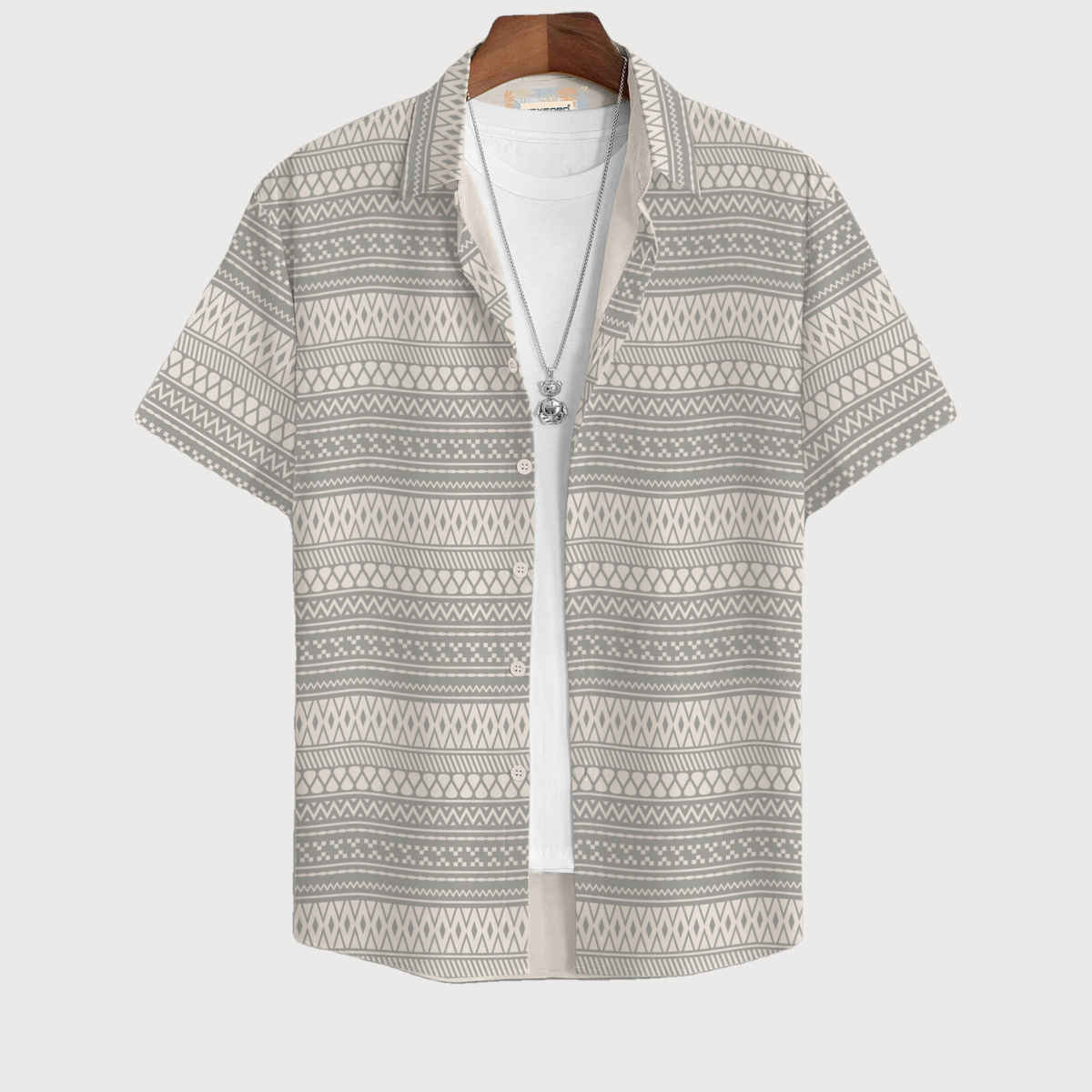 Bullmer Men's Trendy Regular Fit Printed Causal Shirt | Grey - L