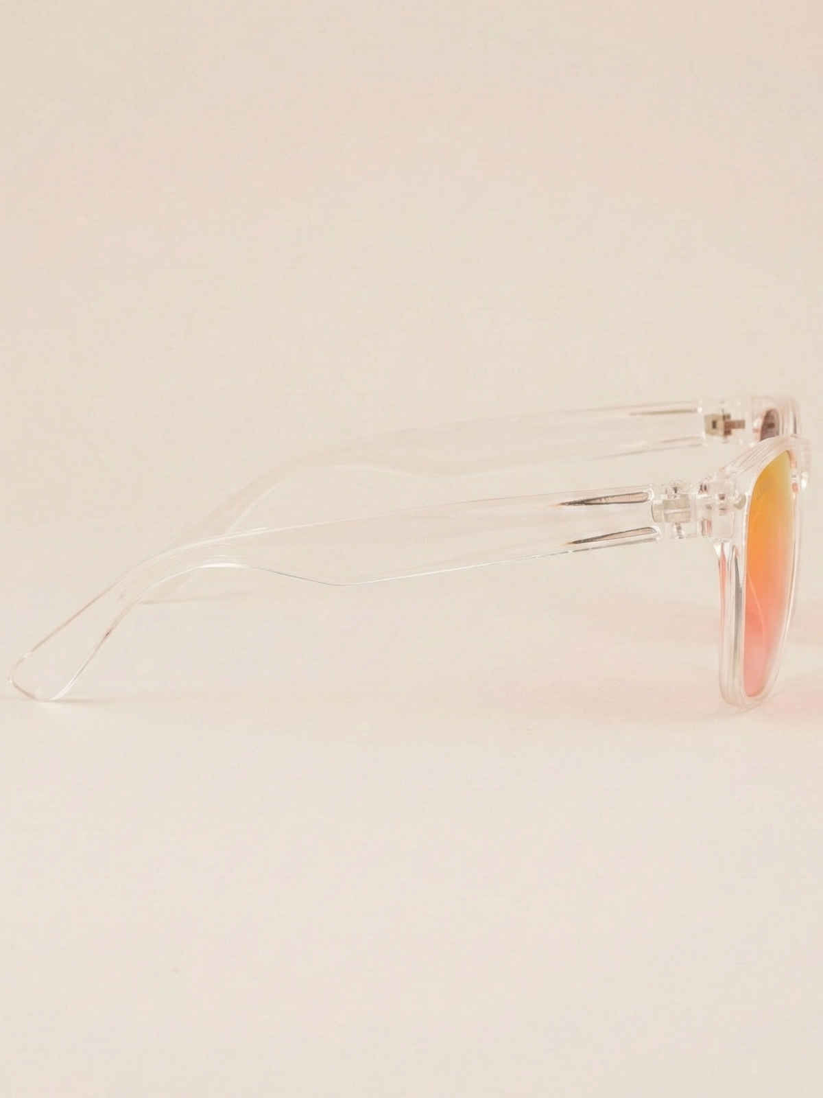 NuVew Unisex Wayfarer Mirrored Sunglasses | Clear & Red Golden | Medium