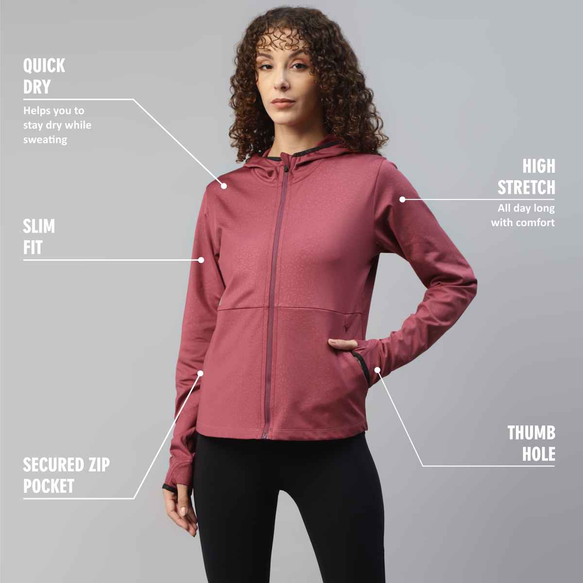 Dida Women's Sports Jacket | Regular Comfortable Stretchable Dry-Fit | D.Rose - L