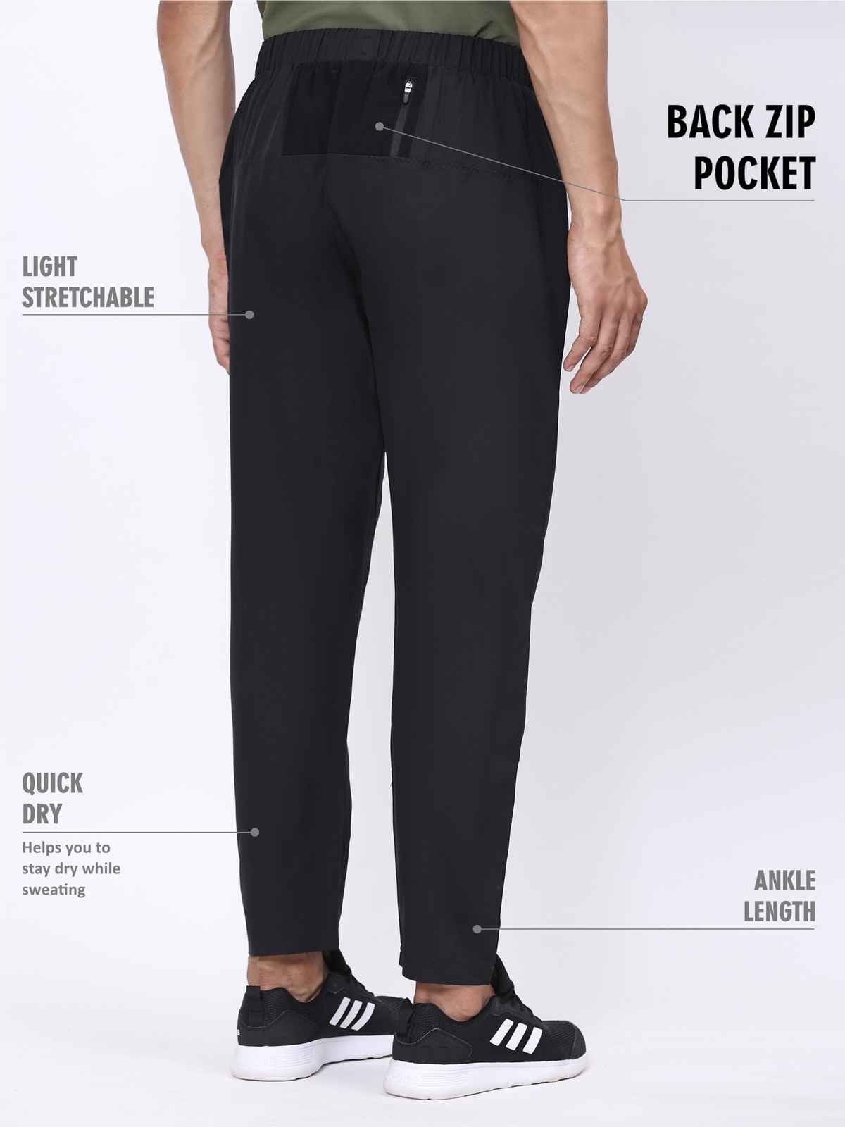 Dida Men's Track Pant Regular Comfortable Stretchable Dry-Fit | Black - XL