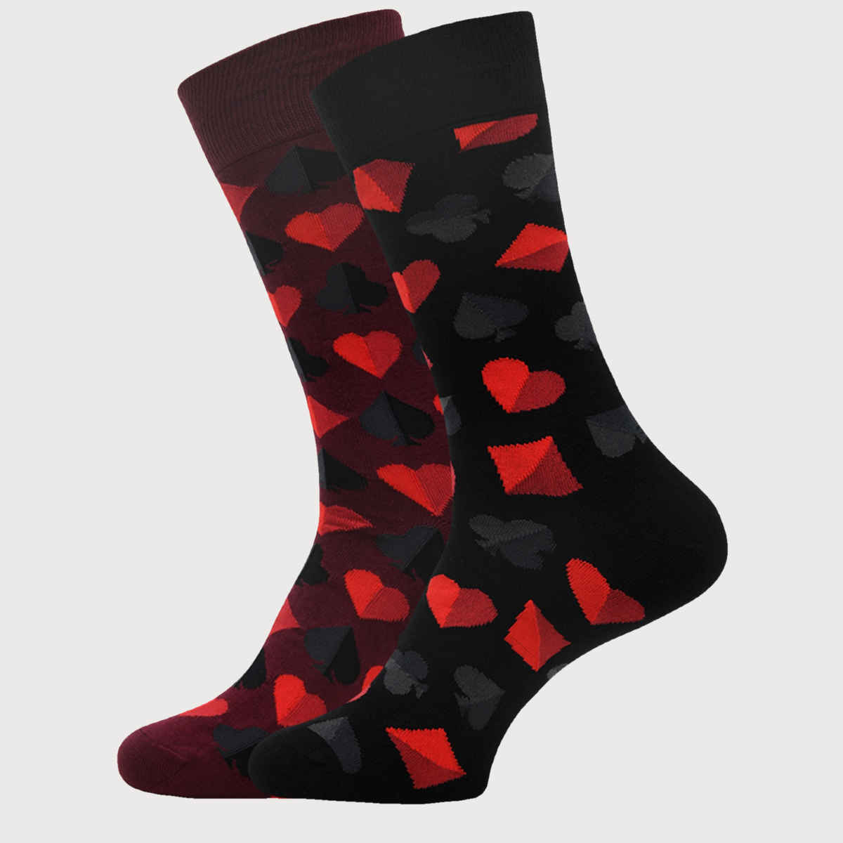 SocksXpress by Balenzia Men's Special Edition Poker Crew Socks | Maroon And Black