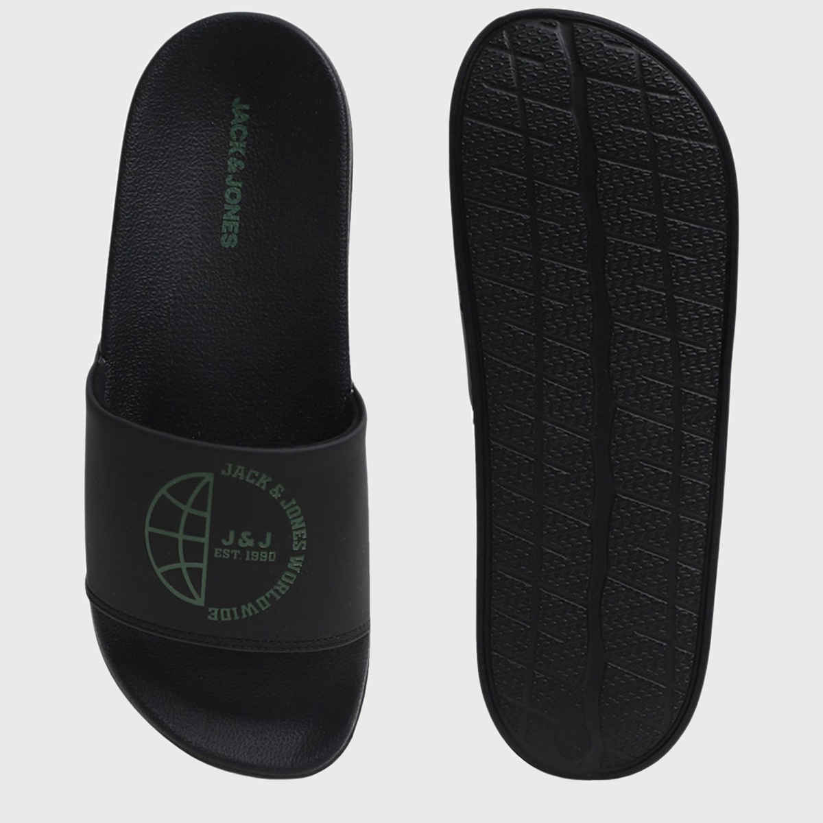 Jack & Jone Sizes Pool Sliders | Jet Black - 44