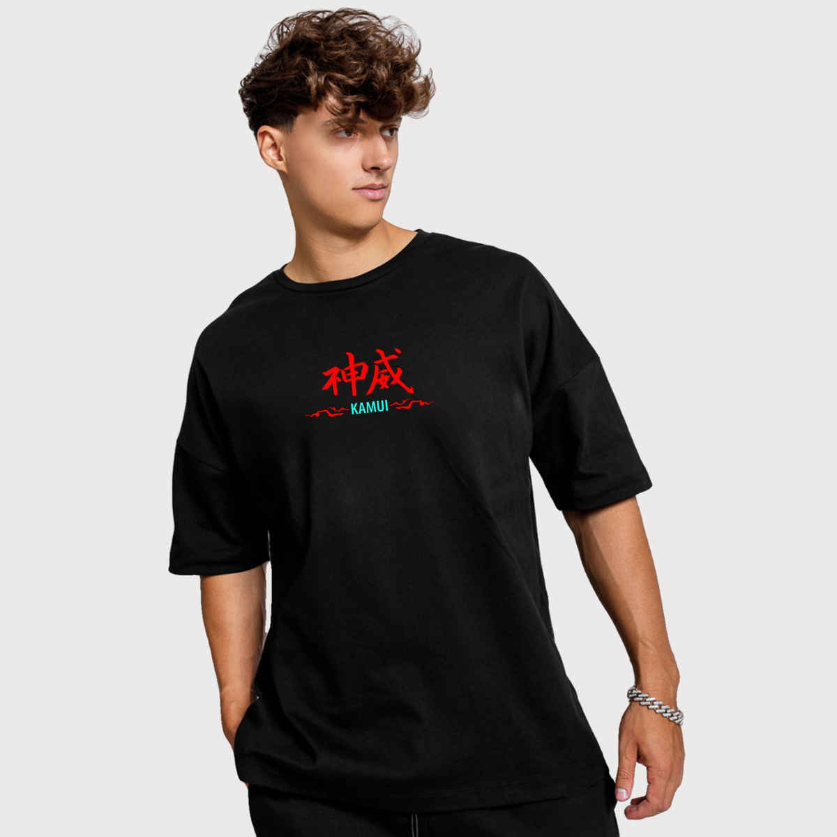 De Tees Men's Oversize T-shirt | M-OST-BLACK-KAMU | Black - M