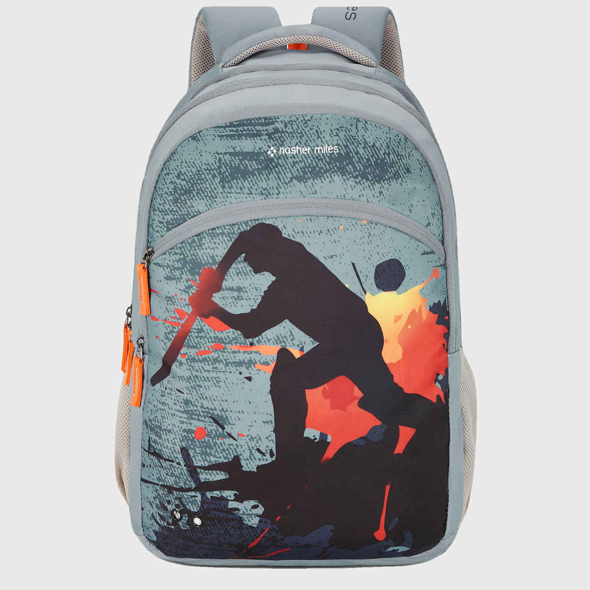 Nasher Miles Cricket Backpack- Unisex- 3 Compartment Casual College Bag- Grey- 45L