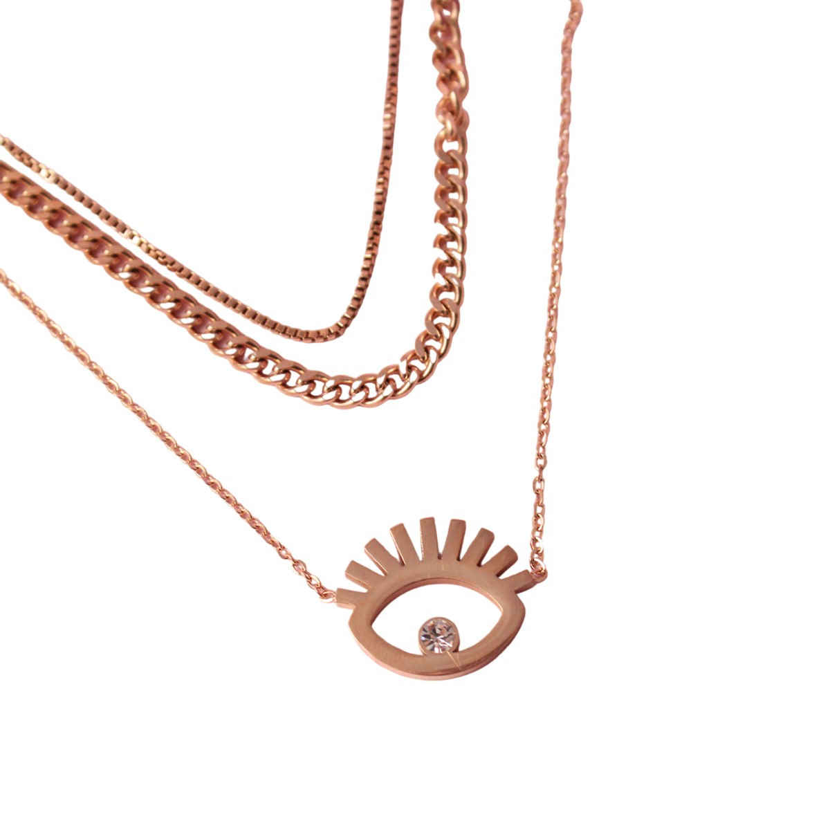 SALTY Evil Eye Layered Necklace Pendant for Women and Girls| Anti-Tarnish | Gold