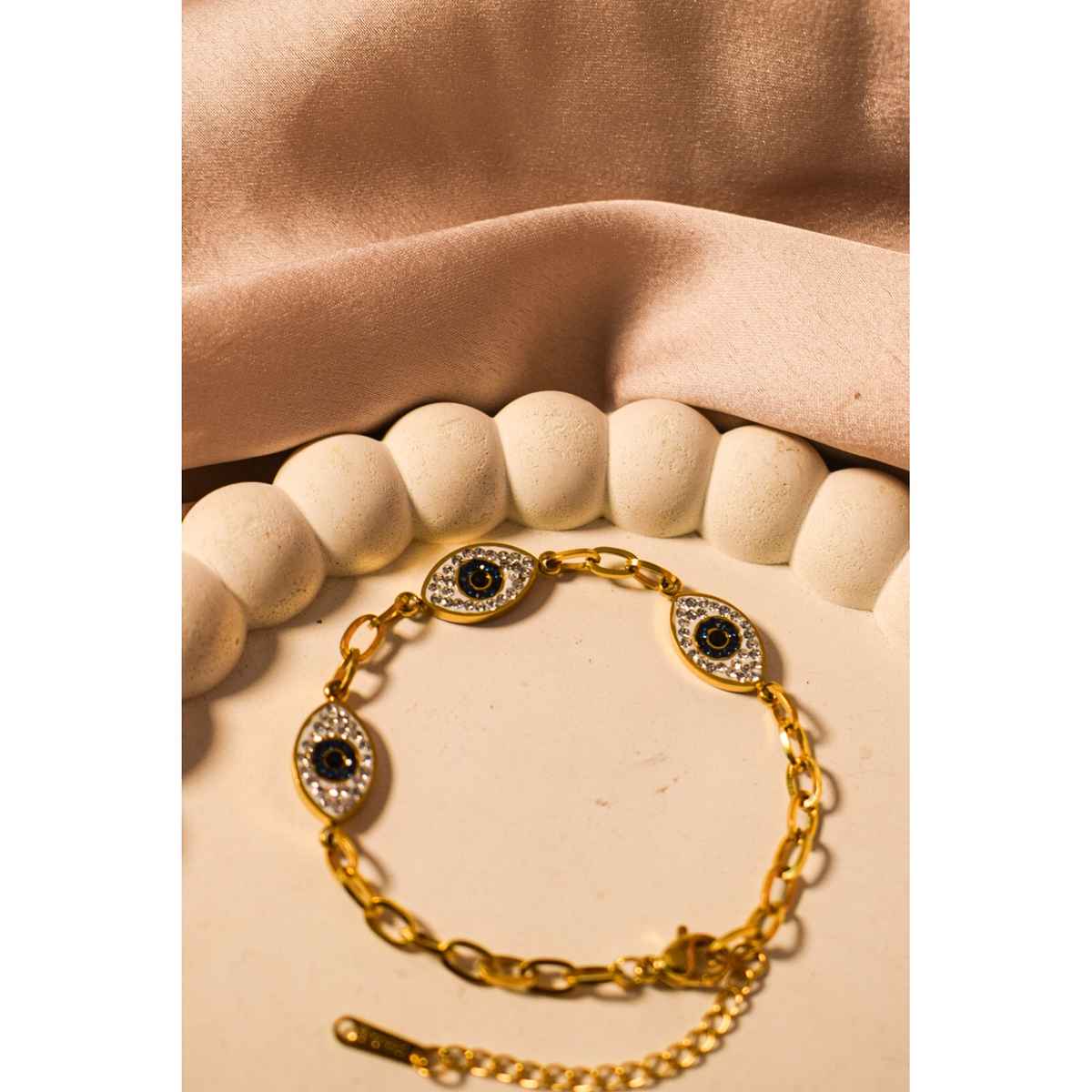 SALTY Evil Eye Bracelet for Women and Girls| Anti-Tarnish | Gold