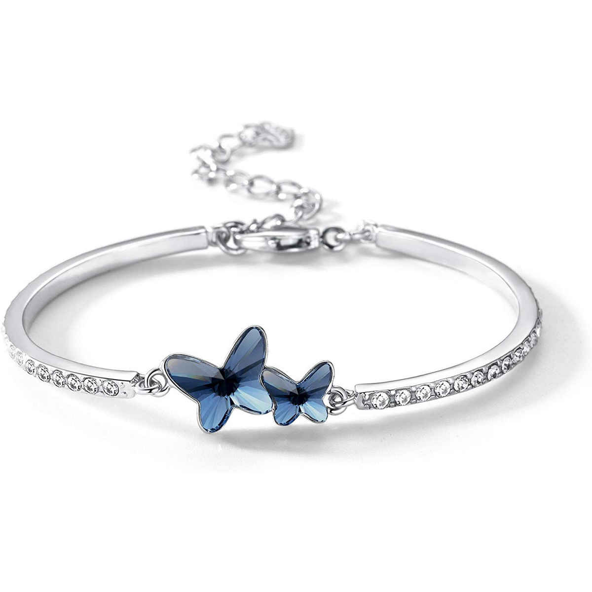 Shining Diva Fashion Stylish Crystal Platinum Plated Cubic Zirconia Bracelet for Women | Vg10958b