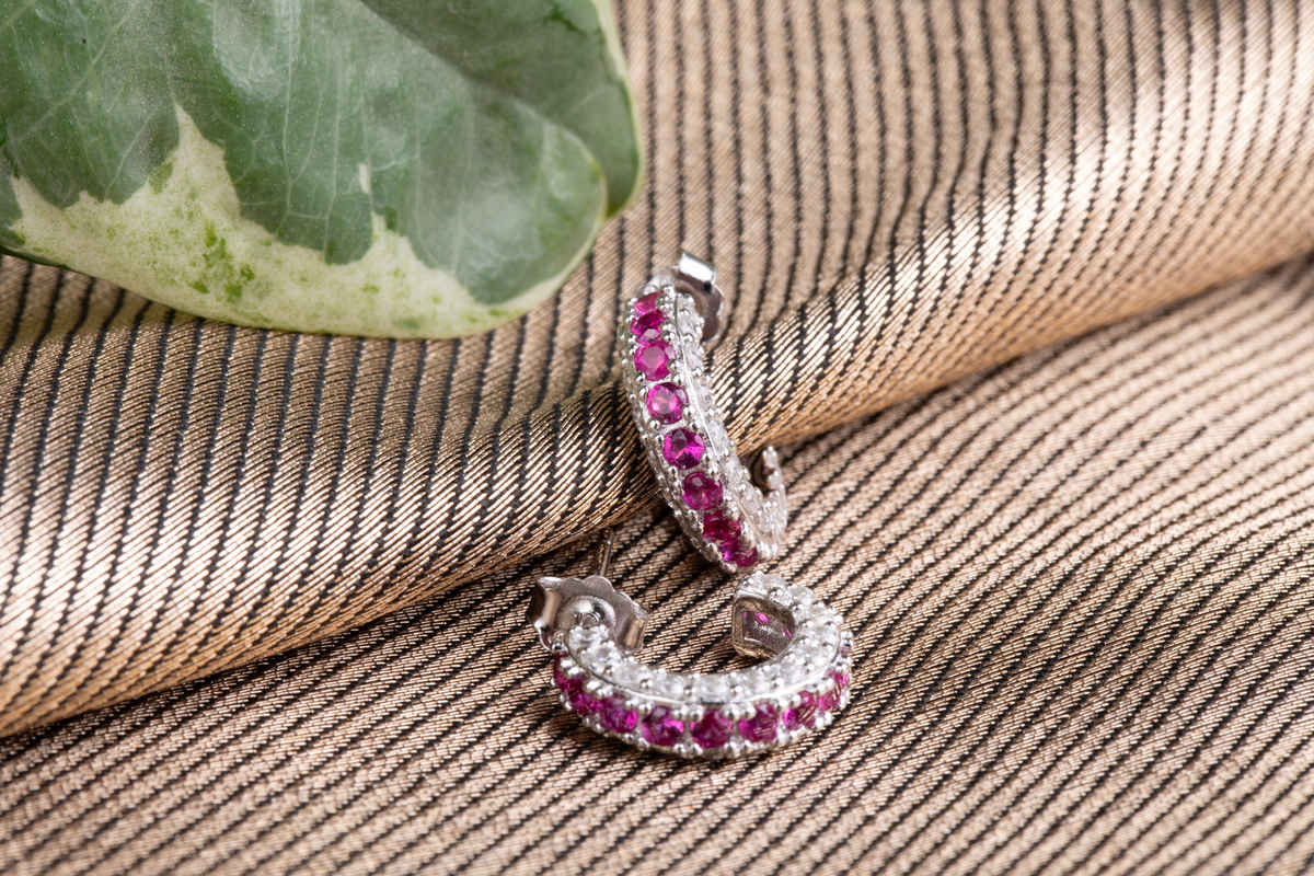 Silverfiire Sterling Silver Red J Earrings