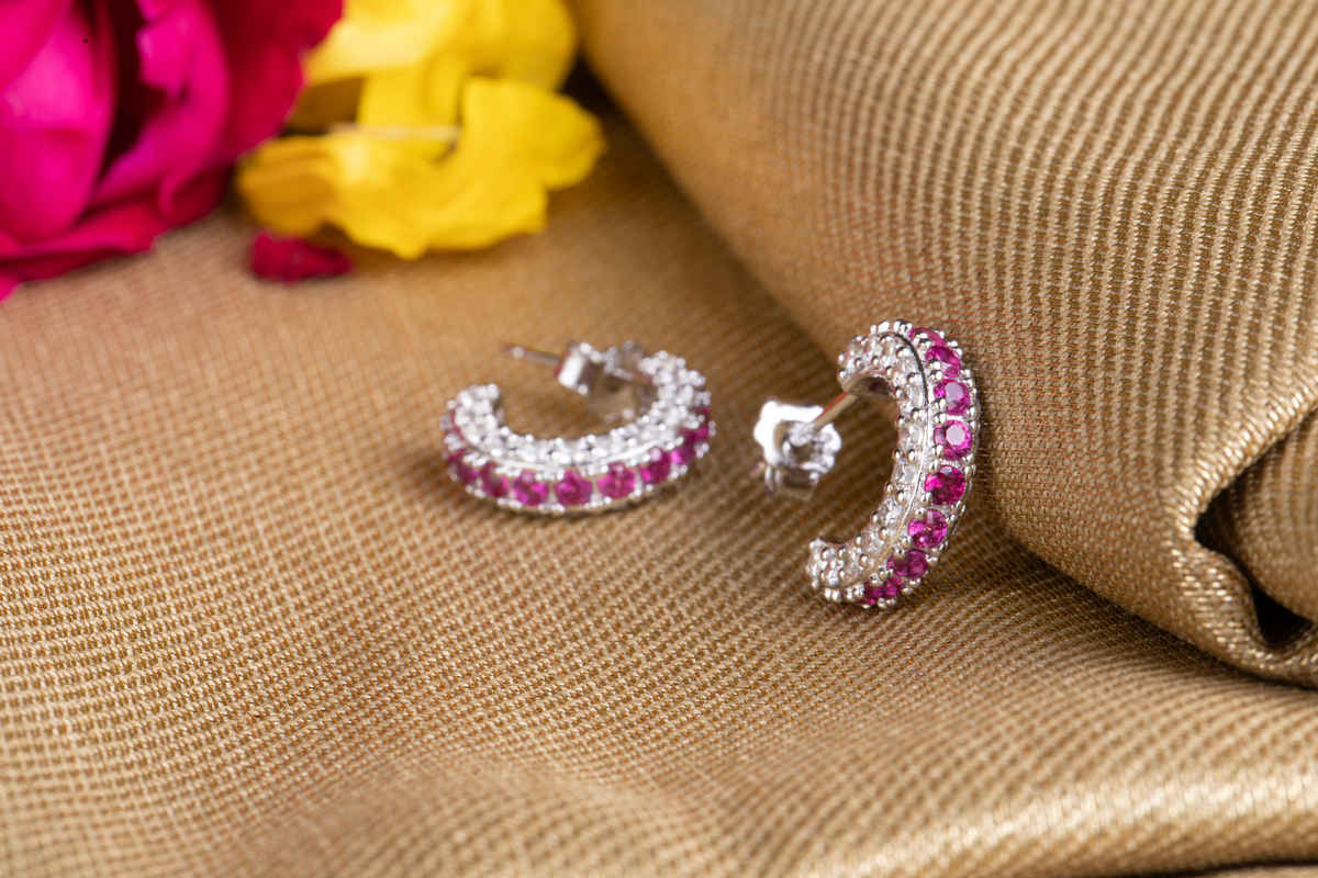 Silverfiire Sterling Silver Red J Earrings