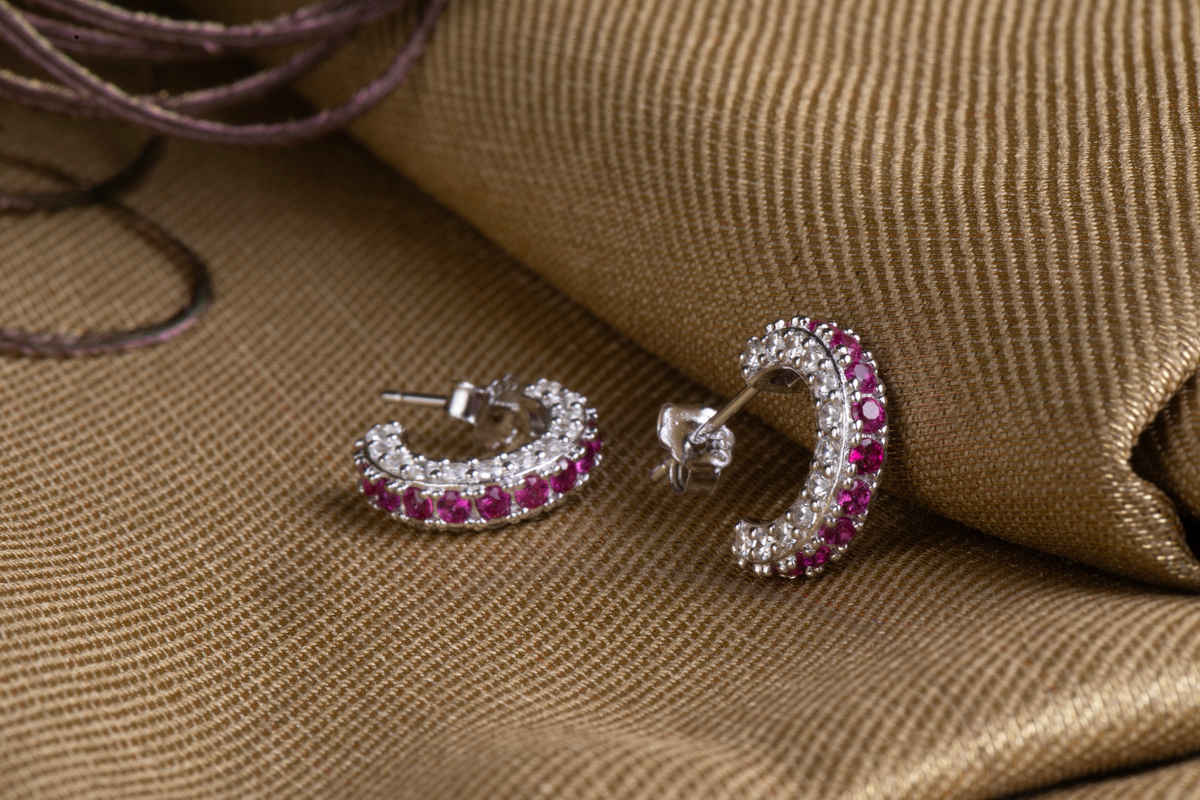 Silverfiire Sterling Silver Red J Earrings