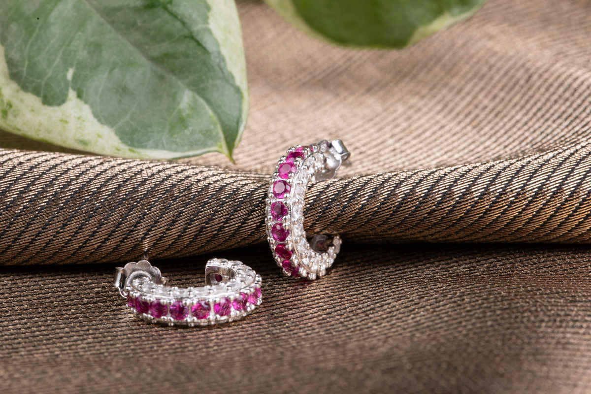 Silverfiire Sterling Silver Red J Earrings