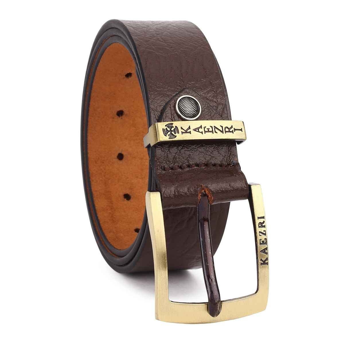 Kaezri Genuine Leather Brown Textured Belt for Men | Katabrcob - 42