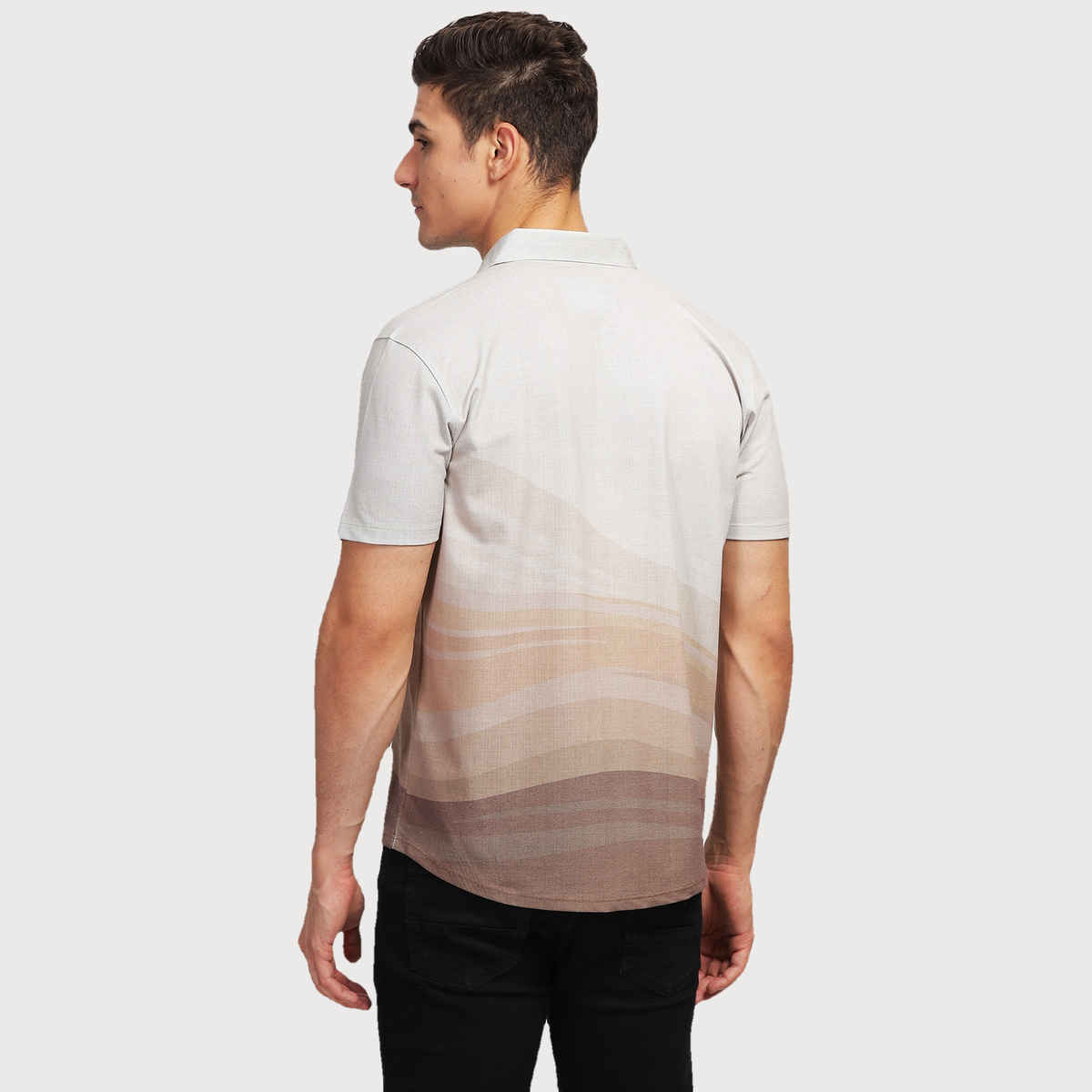 Bullmer Men's Trendy Regular Fit Brown Geometric Printed Causal Shirt | Brown - S