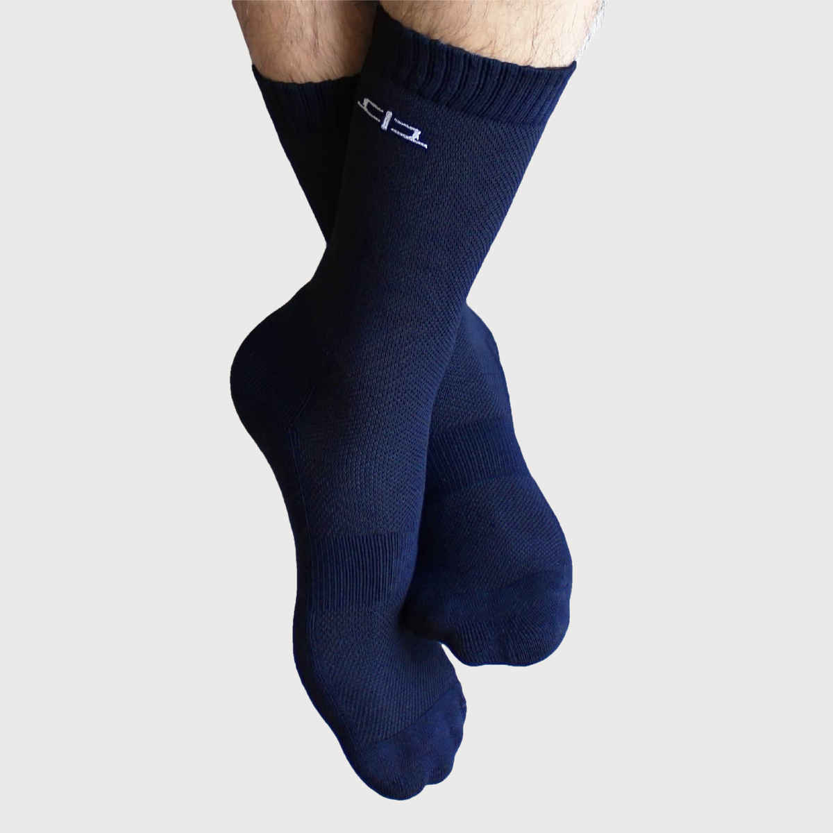 Heelium Men's Solid Bamboo Crew Length Socks | Navy Blue - UK 7 - 11