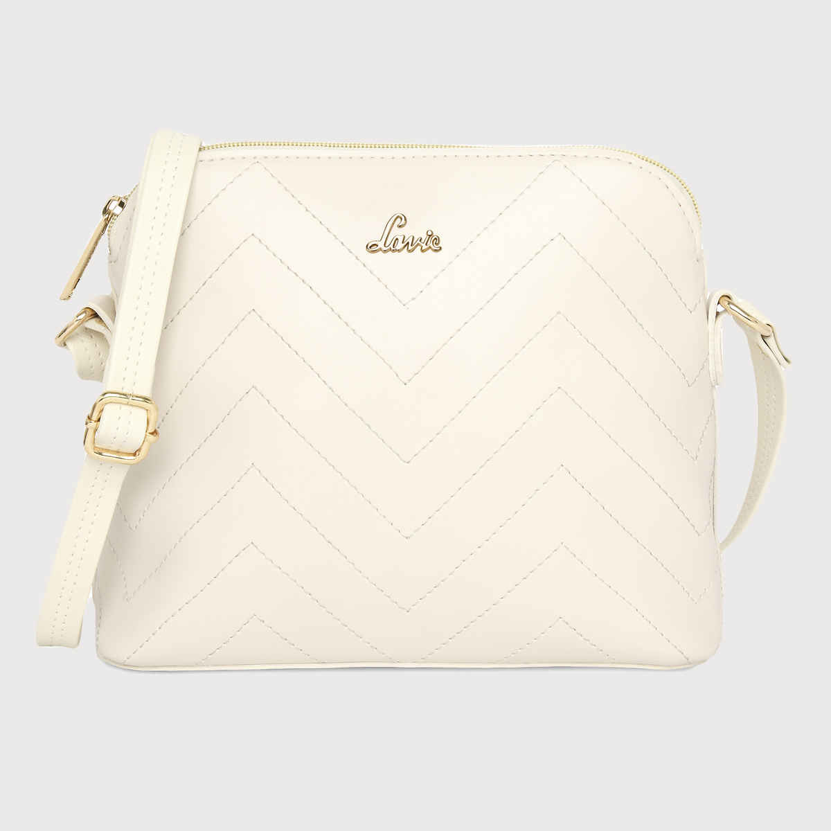 Lavie Women's Stich Miami Vertical Cross Body Sling Bag | Ladies Purse Handbag | Off White