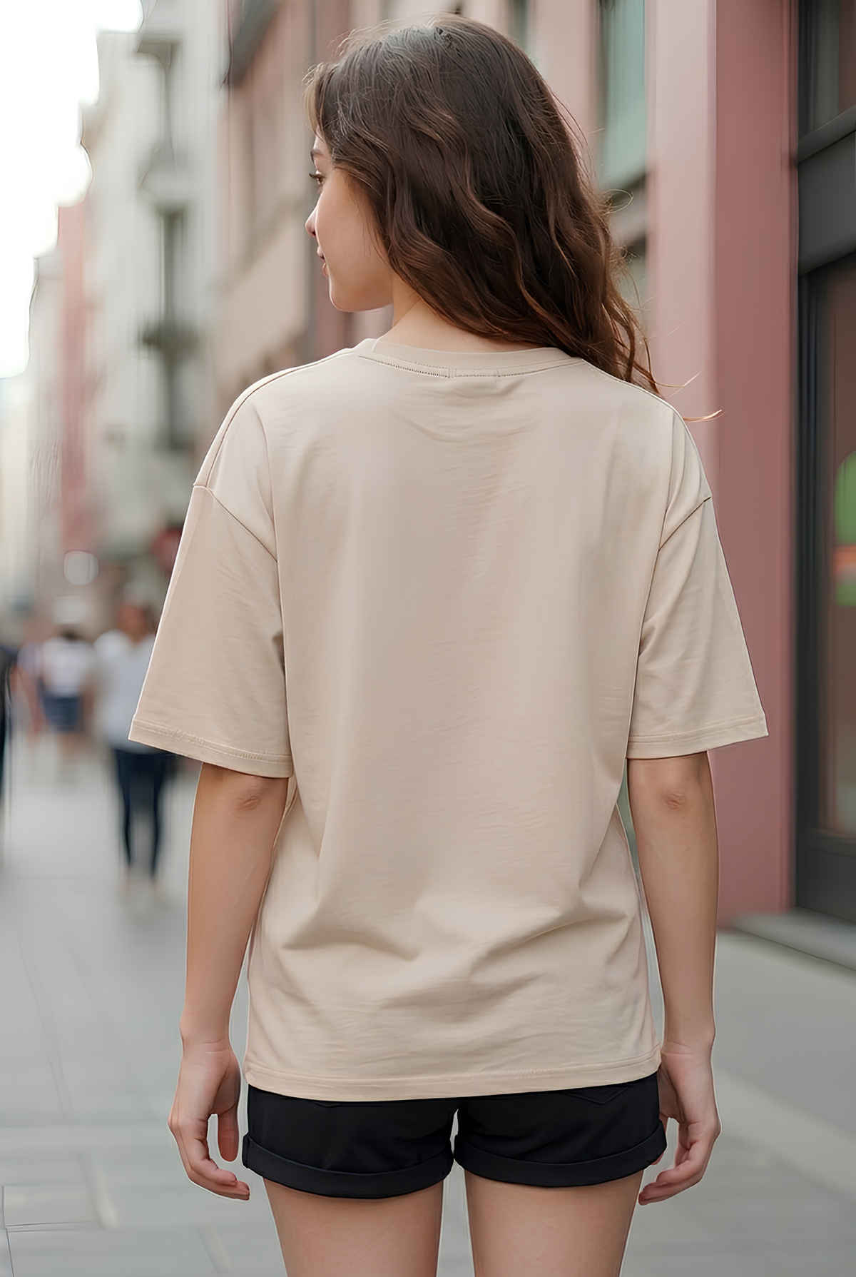 Smartees Women's Oversize Tshirt - Patch Work | Beige - S