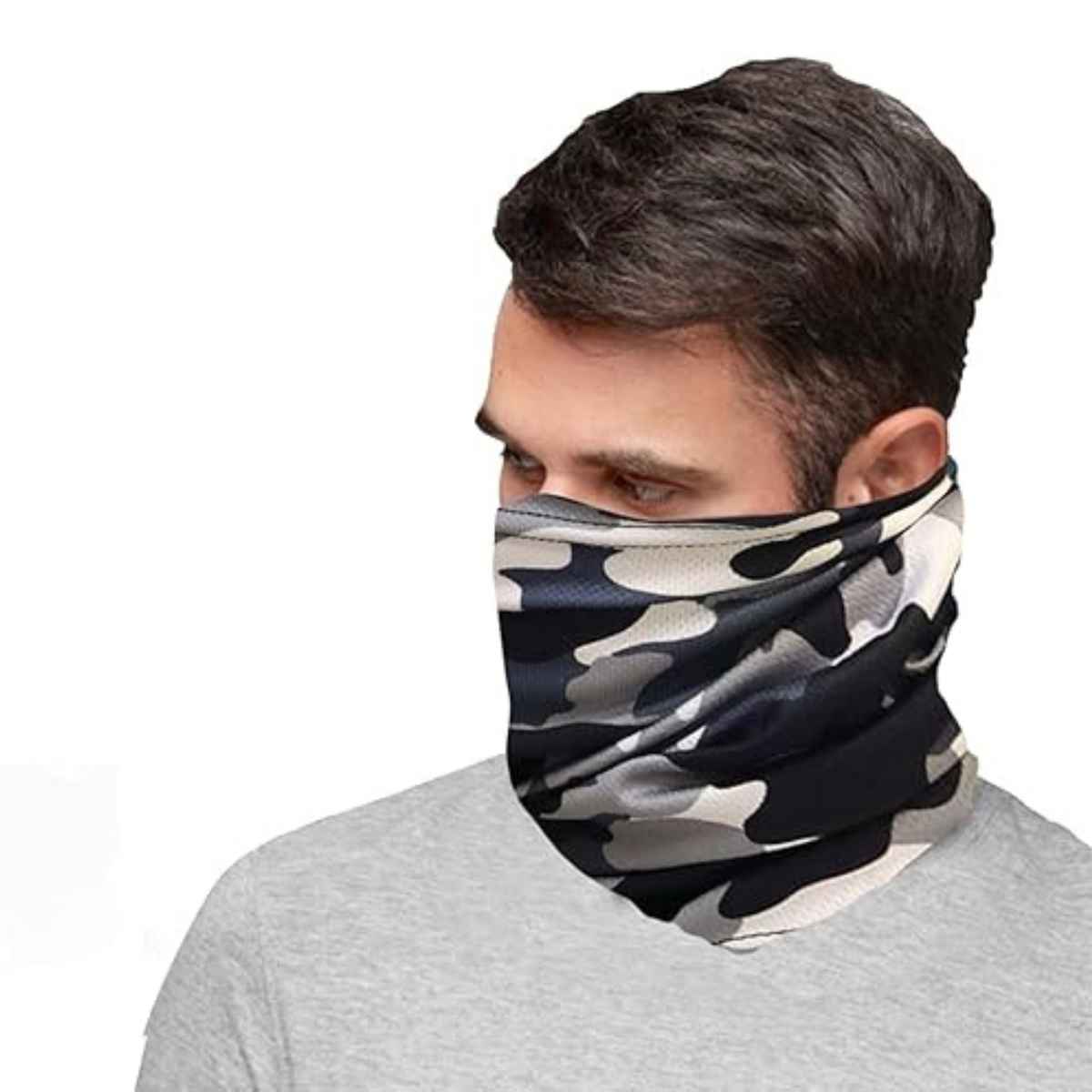 Xtrim Bamboo Bandana Face Mask for UV Protection, Comfort Fit, Breathable, Odour-Free | Camo Blue