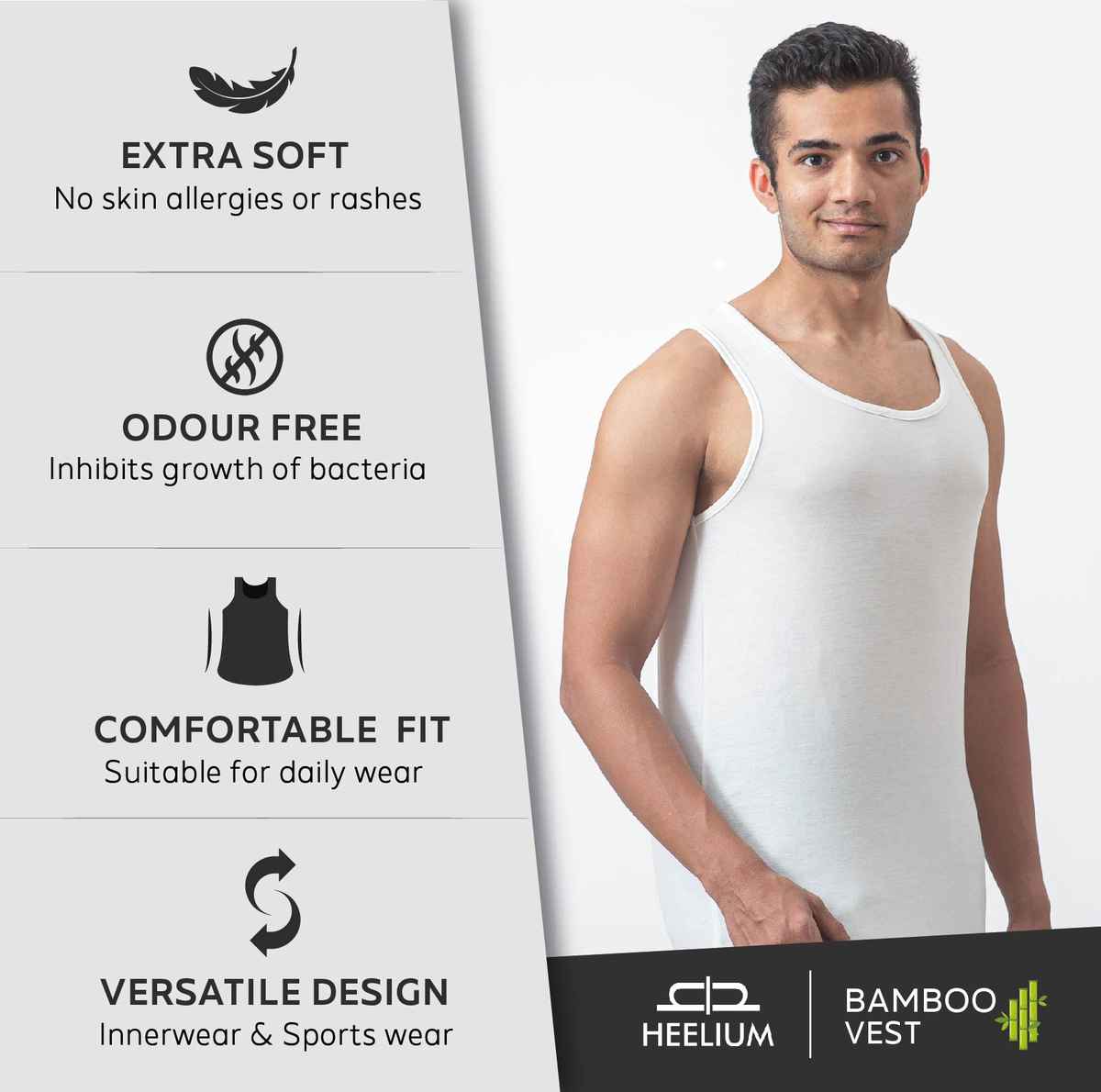 Heelium Bamboo Men's Vest - L | Superior Softness