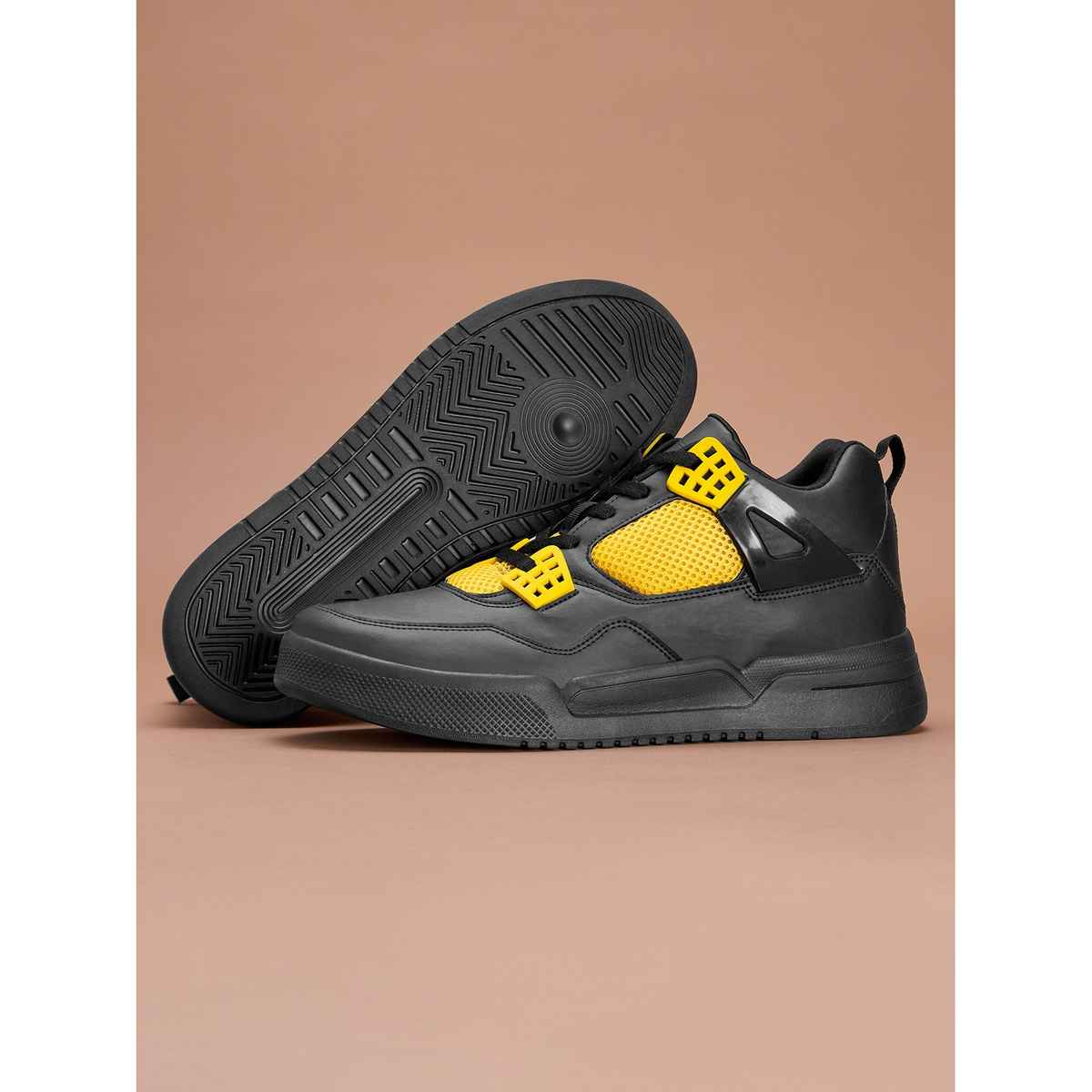 Avant Men's Felix Sneaker Shoes - Black & Yellow | UK - 7