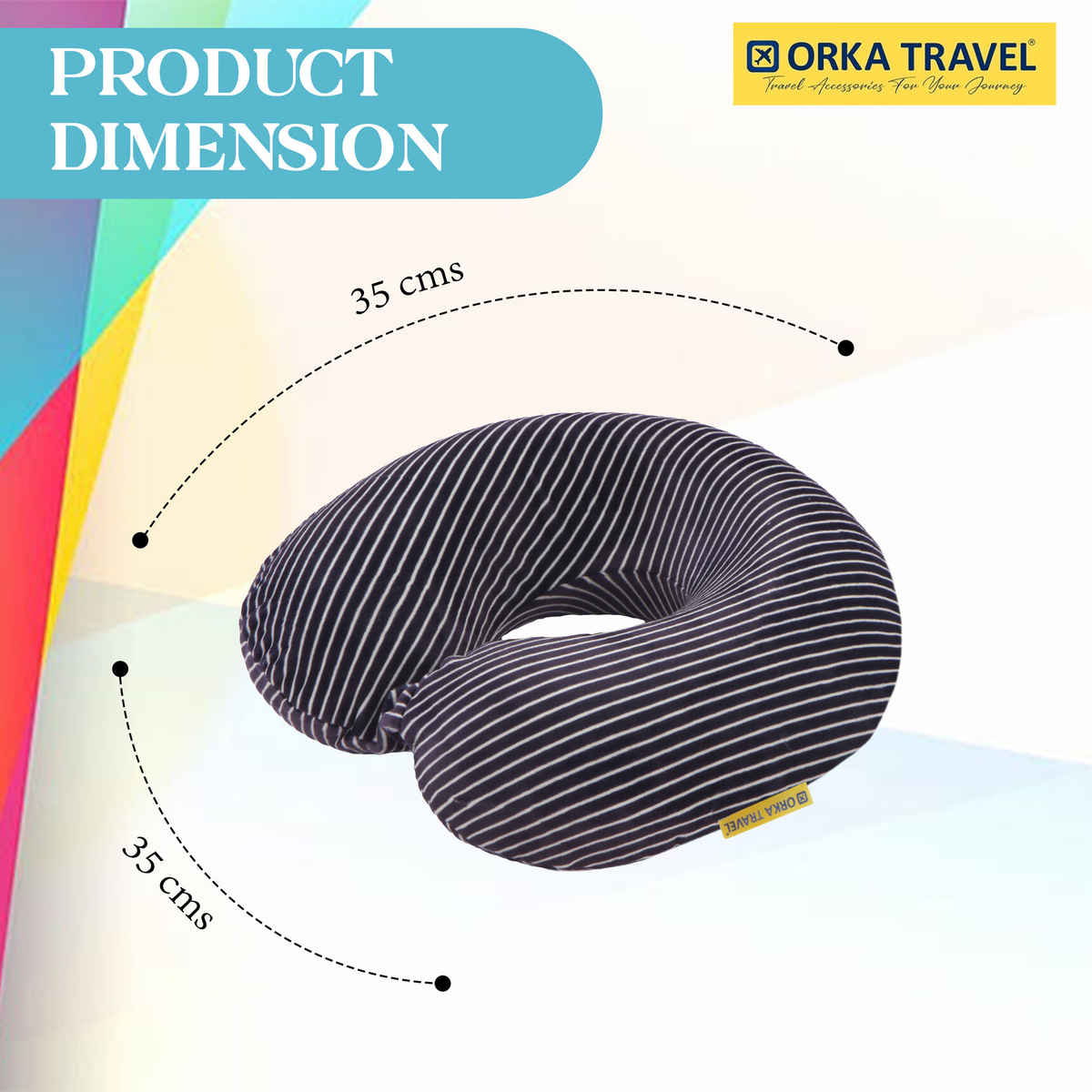 ORKA Unisex Solid Stripe Supersoft Neck Pillow | Black - One Size