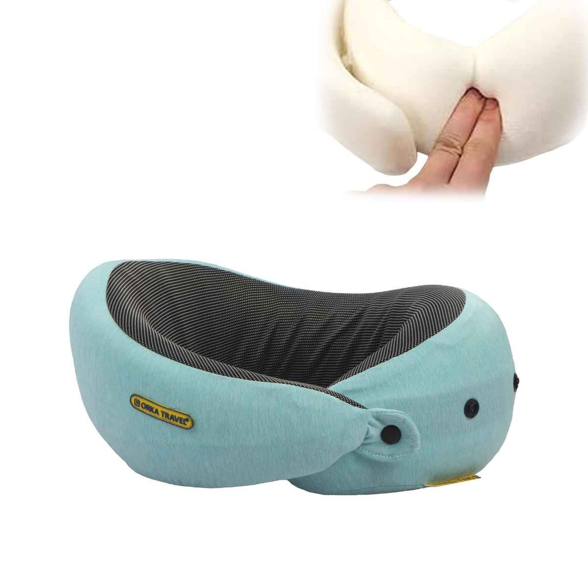 ORKA Unisex Solid Melange Neck Pillow | Teal - Free Size