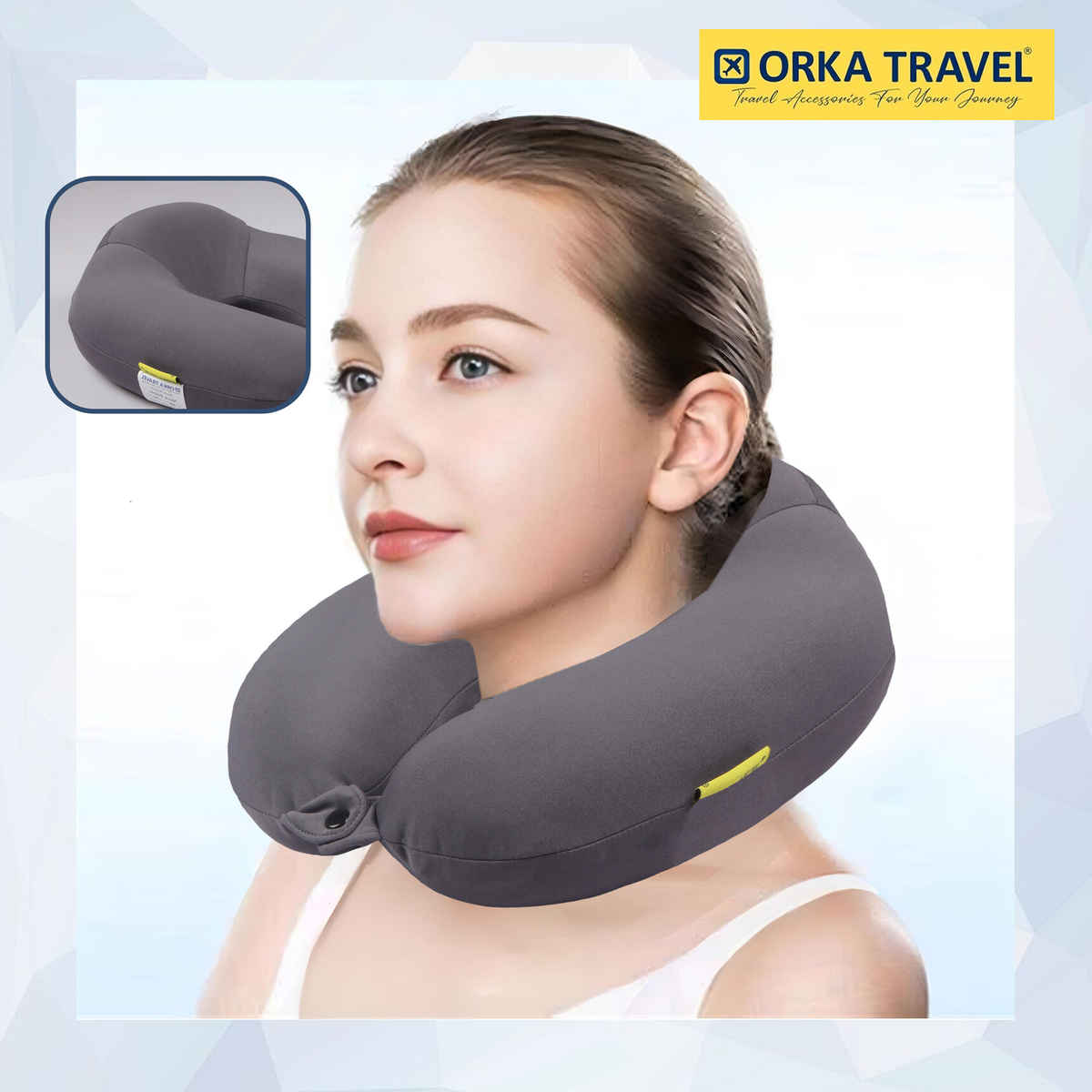 ORKA Unisex Solid Supersoft Neck Pillow | Grey - One Size