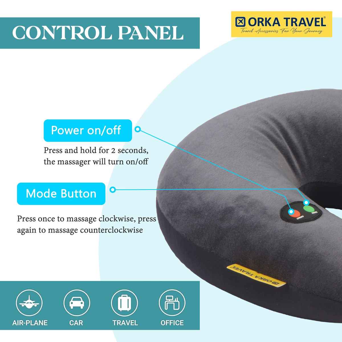 ORKA Unisex Solid Spandex Neck Pillow | Grey - M