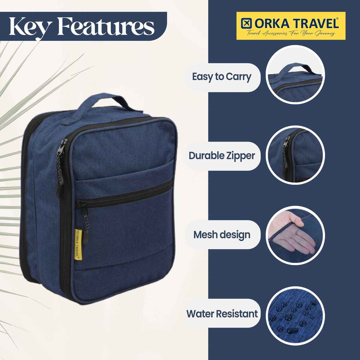 ORKA Unisex Solid 300F 6 L Travel Pouch | Blue - Free Size