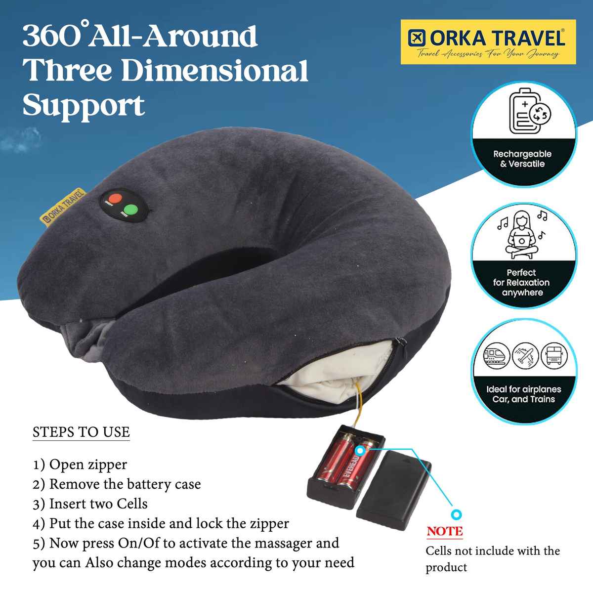 ORKA Unisex Solid Spandex Neck Pillow | Grey - M