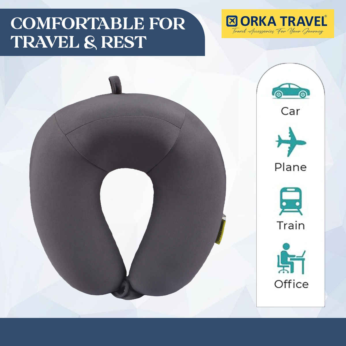 ORKA Unisex Solid Supersoft Neck Pillow | Grey - One Size