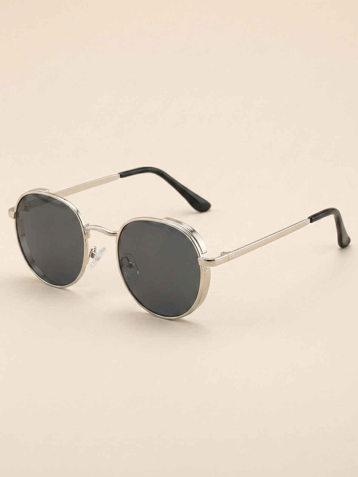 NuVew Unisex Round Sunglasses | Silver & Black | Medium