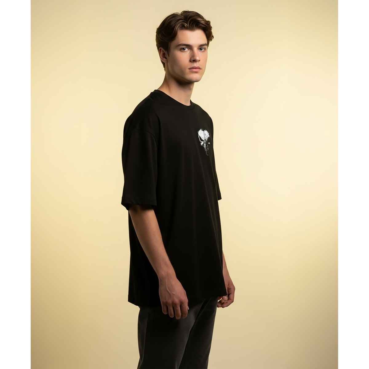 BENNY BROOKS Men's Round Neck half sleeve Oversized T-shirt |AA(ARN)BLACK120 | Black - M