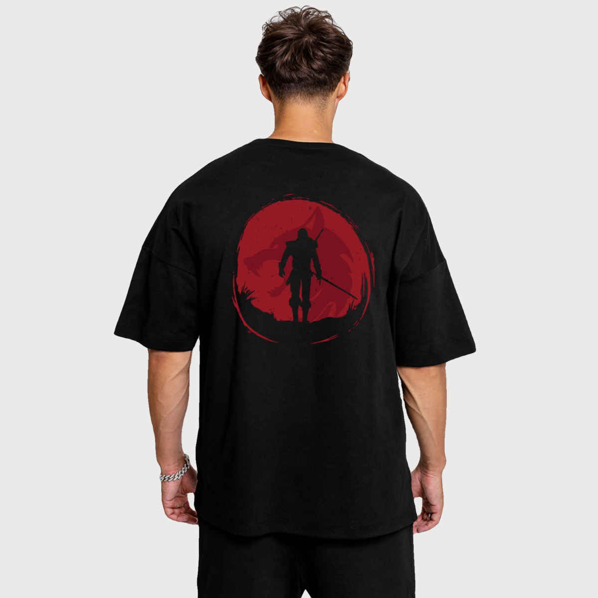 De Tees Men's Oversize T-shirt | M-OST-BLACK-TRIANGLE | Black - XXL