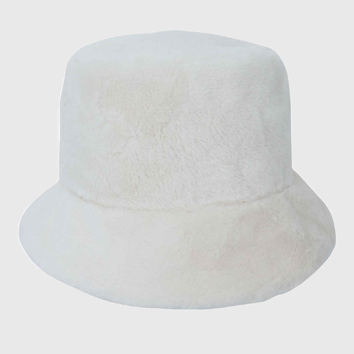 Fabseasons Women's Solid Acrylic and Faux Fur Bucket Hat | Beige - One Size