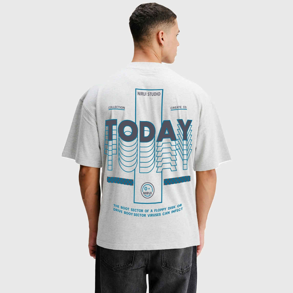 De Tees Men's Oversize T-shirt | M-OST-WHITE-MELANGE-TODAY | Grey Melange - L