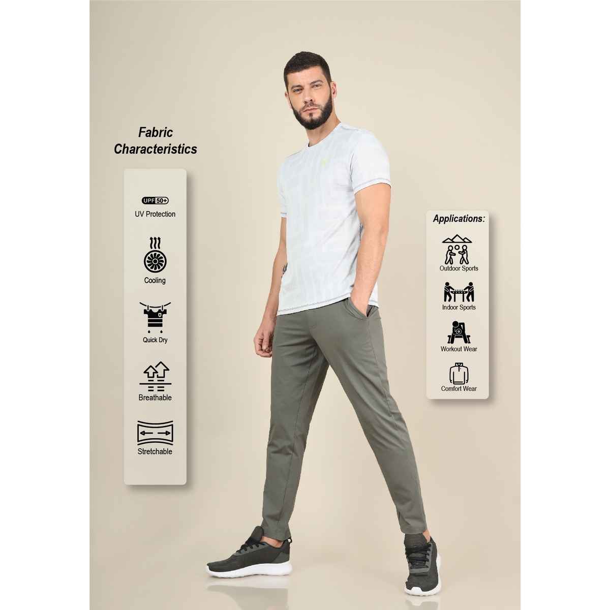 Technosport Men Poly Solid Relax Fit Sports Trackpants with ELASTO PLUS | Beetle | L